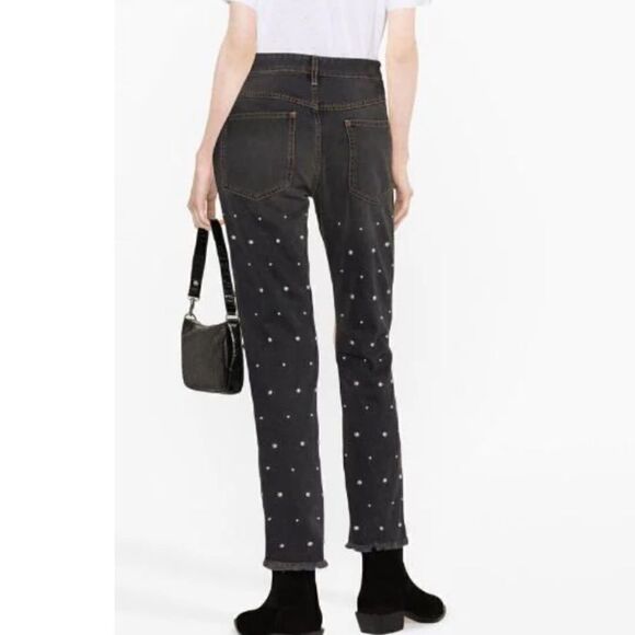 NWT Isabel Marant Pearl Bead Embellished Straight Leg Jeans Black Sz 36/ Small - Picture 5 of 16